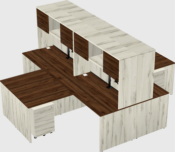 Quad l-shaped office desks