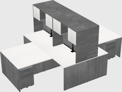 Quad l-shaped office desks