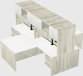 Quad l-shaped office desks