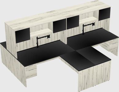 Quad l-shaped office desks