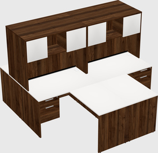 Quad l-shaped office desks