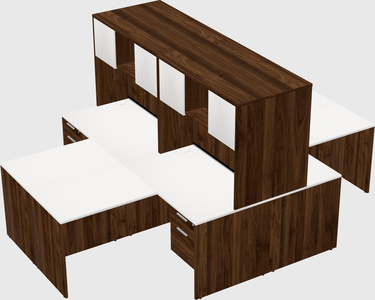 Quad l-shaped office desks
