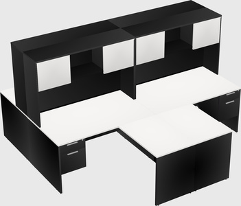 Quad l-shaped office desks
