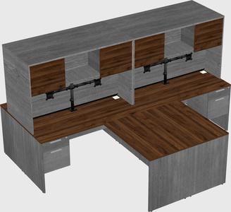 Quad l-shaped office desks