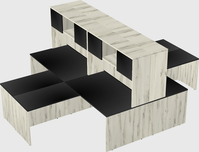 Quad l-shaped office desks