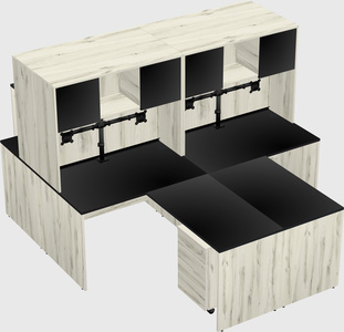 Quad l-shaped office desks