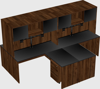 Quad l-shaped office desks