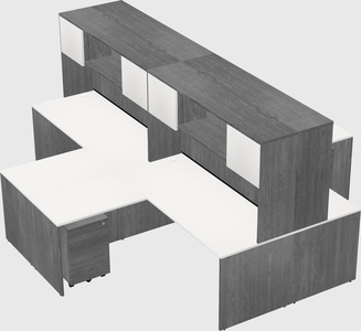Quad l-shaped office desks