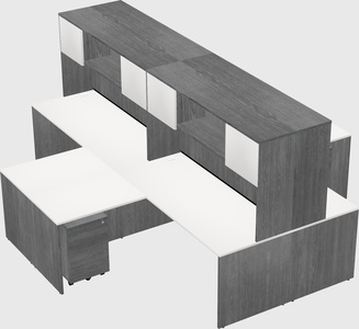 Quad l-shaped office desks
