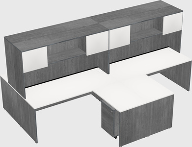 Quad l-shaped office desks
