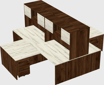 Quad l-shaped office desks