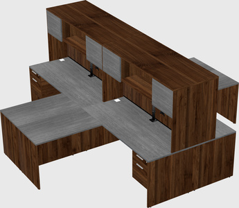 Quad l-shaped office desks