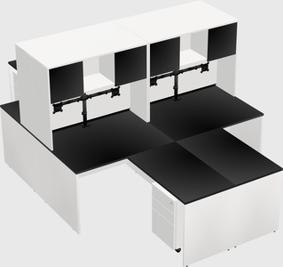 Quad l-shaped office desks