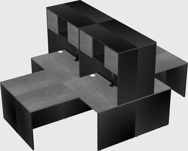 Quad l-shaped office desks