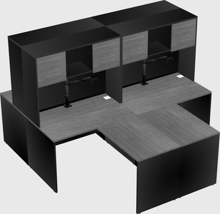 Quad l-shaped office desks