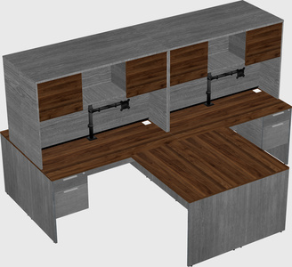 Quad l-shaped office desks