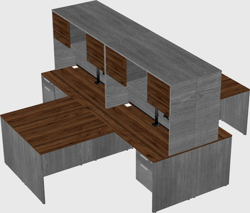 Quad l-shaped office desks