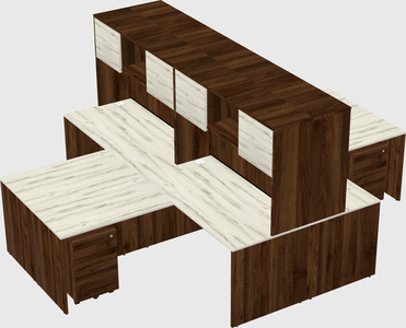 Quad l-shaped office desks