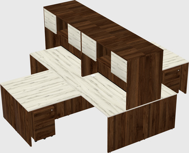 Quad l-shaped office desks