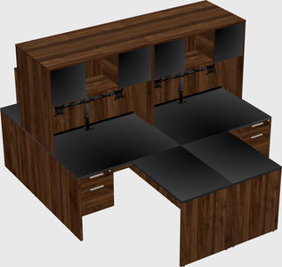 Quad l-shaped office desks