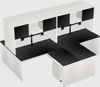 Quad l-shaped office desks