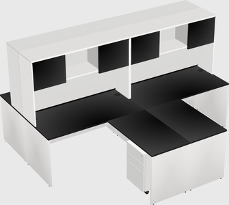 Quad l-shaped office desks
