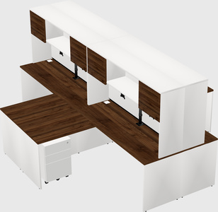 Quad l-shaped office desks