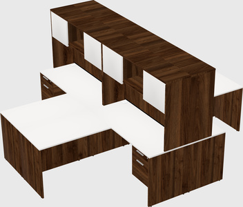Quad l-shaped office desks