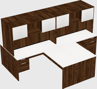 Quad l-shaped office desks
