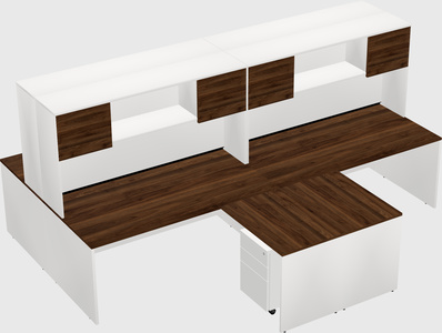 Quad l-shaped office desks