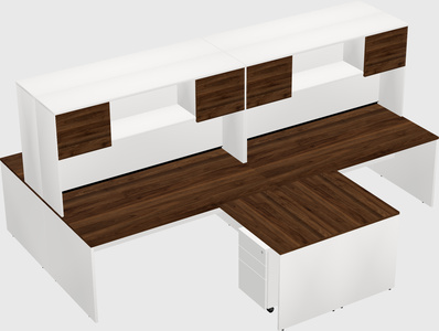 Quad l-shaped office desks