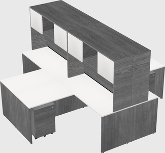 Quad l-shaped office desks