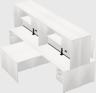 Quad l-shaped office desks