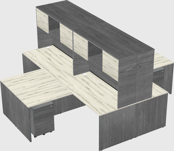 Quad l-shaped office desks
