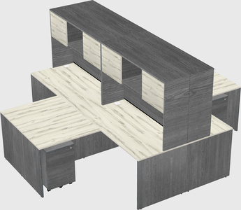 Quad l-shaped office desks