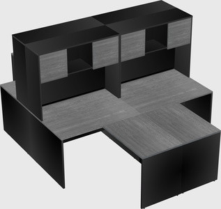 Quad l-shaped office desks