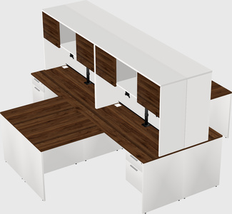 Quad l-shaped office desks