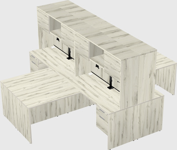 Quad l-shaped office desks