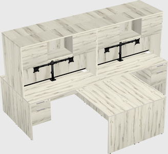 Quad l-shaped office desks