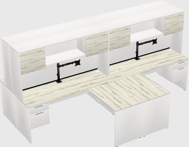 Quad l-shaped office desks