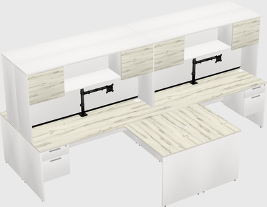 Quad l-shaped office desks