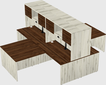Quad l-shaped office desks