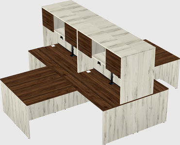 Quad l-shaped office desks