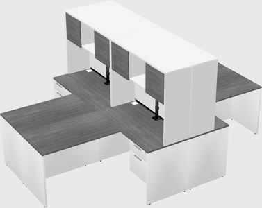 Quad l-shaped office desks