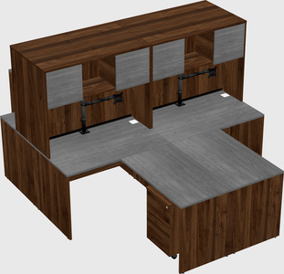 Quad l-shaped office desks