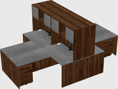 Quad l-shaped office desks