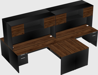 Quad l-shaped office desks