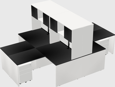 Quad l-shaped office desks