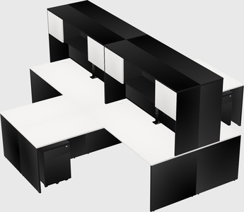 Quad l-shaped office desks