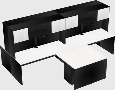 Quad l-shaped office desks